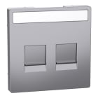 MERTEN - Zentralpl.f. Modular Jack 2f.m.Schriftf. u. Staubschutzsch., Edelst.,Sys. Design