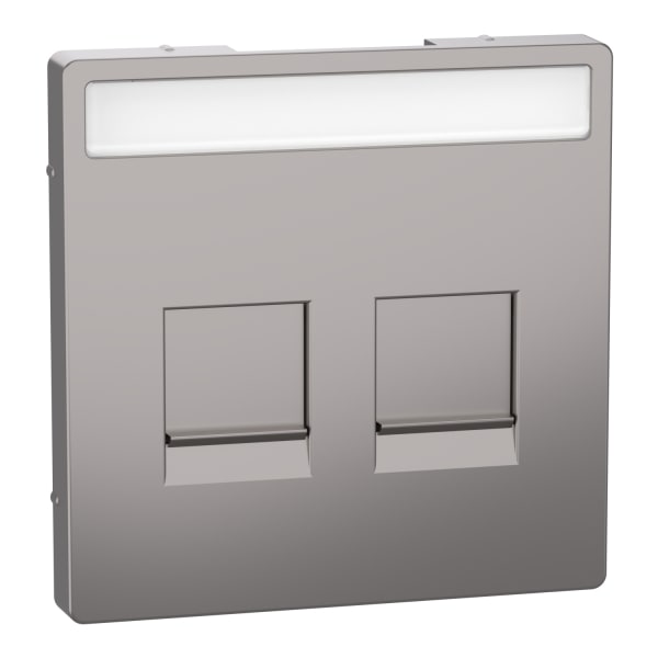 MERTEN - Zentr.pl.f.Modular Jack 2f.m.Schriftf.u.Staubschutzsch.Nickelmetallic,Sys.Design