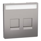 MERTEN - Zentr.pl.f.Modular Jack 2f.m.Schriftf.u.Staubschutzsch.Nickelmetallic,Sys.Design