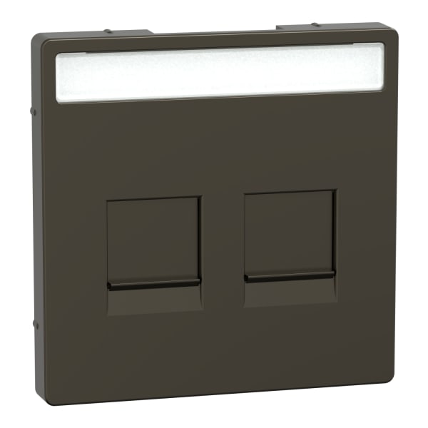 MERTEN - Zentr.pl.f.Modular Jack 2f.m.Schriftf.u.Staubschutzsch.Moccametallic,Sys.Design