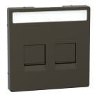 MERTEN - Zentr.pl.f.Modular Jack 2f.m.Schriftf.u.Staubschutzsch.Moccametallic,Sys.Design