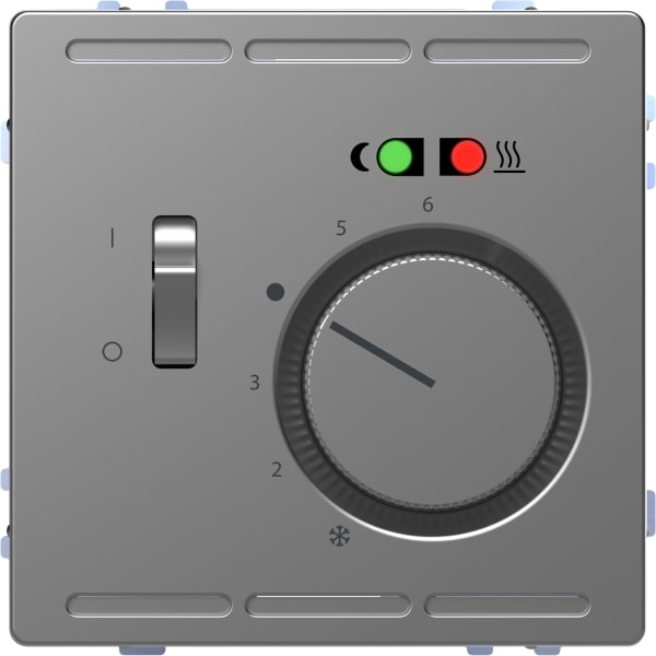 MERTEN - Fußbodentemperaturr. 230V m. Schalter u. Zentralpl., Edelstahl, System Design