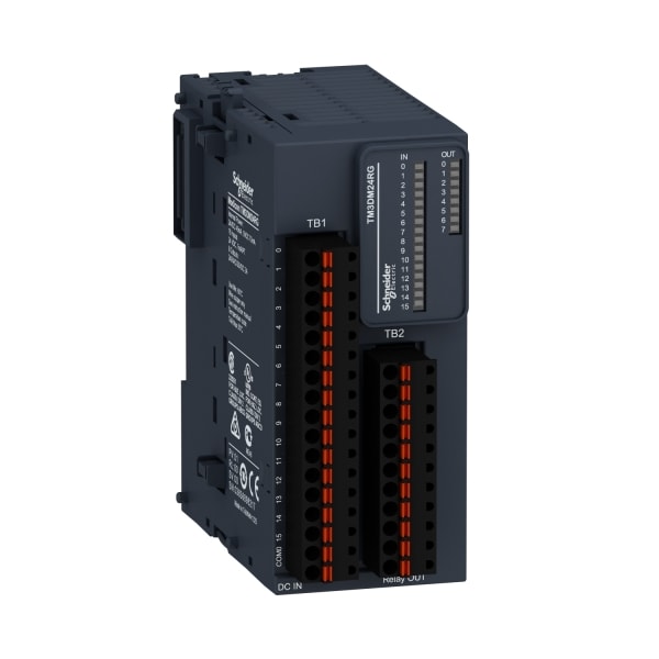 SCHNEIDER ELECTRIC - Digitales E/A-Modul, Modicon TM3, 16 E/8A, 24VDC/240 VAC, Relais, Federzug