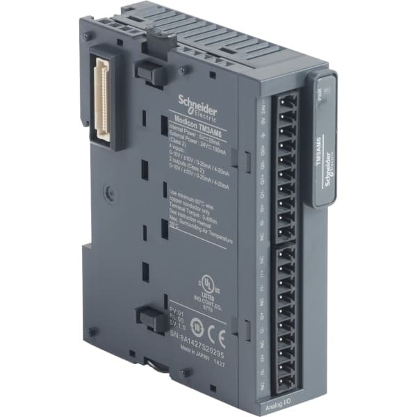 SCHNEIDER ELECTRIC - TM3 E/A-Modul analog, 4 E/2A, Spannung/Strom, Auflösung 12 Bit, Schraub