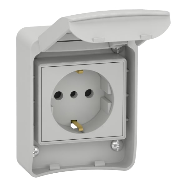 SCHNEIDER ELECTRIC - Anbausteckdosen, grau, 2p+E, 10/16A, 250 V, Deutschland, IP65