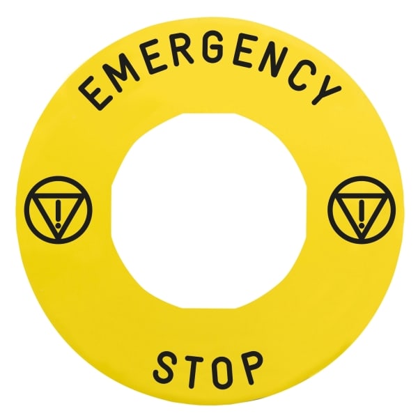 SCHNEIDER ELECTRIC - Schild Ø60 für Not-Halt/Not-Aus-Taster, EMERGENCY STOP/Logo ISO13850