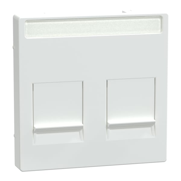 MERTEN - Zentralpl. f. Modular Jack 2f. m.Schriftf. u. Staubschutzsch., aktivws.gl.,Sys.M
