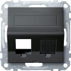 MERTEN - Schrägauslass 2fach m. Tragring u. Schriftf. f. Modular Jack, anthrazit, Sys. M