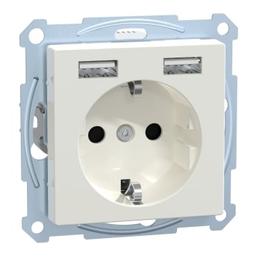 MERTEN - Schuko Steckdose mit USB Ladegerät TPb Polarweiß System M
