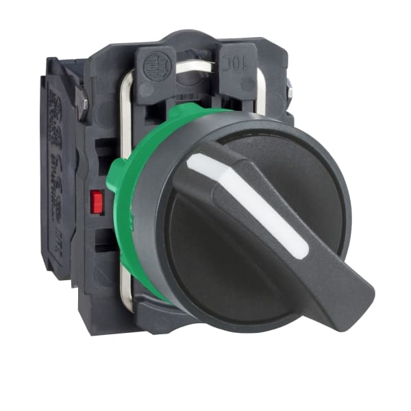 SCHNEIDER ELECTRIC - Wahlschalter, XB5, Kunststoff, schwarz, 2 Stell., 22mm, rastend, 1S+1Ö
