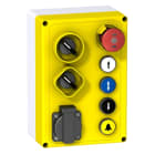 SCHNEIDER ELECTRIC - Aufbaugehäuse, XALF, Kstst, hgr, gelb, 1 Not-Aus, 4 Druckt., 2 Wahlsch., 1 Steckd