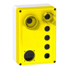 SCHNEIDER ELECTRIC - Leergehäuse, XALF, Kstst, hgr, gelb, 6 Bohrungen, 22mm, 1 Bohrung, 45mm f.Steckdose
