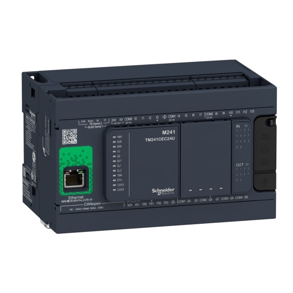 SCHNEIDER ELECTRIC - SPS-Steuerung, Modicon M241, 24 E/A, Eth., 2xMod,CAN Master, 100-240VAC, Relais