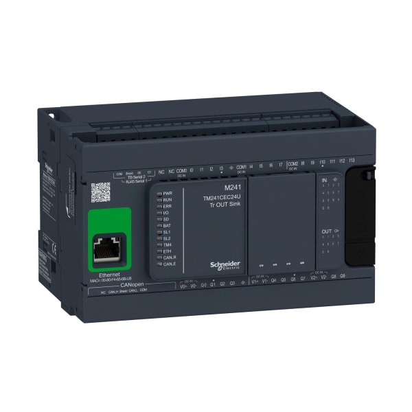 SCHNEIDER ELECTRIC - SPS-Steuerung, Modicon M241, 24 E/A, Eth., 2xMod, CAN Master,24VDC, Sink Transis