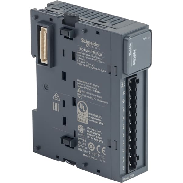 SCHNEIDER ELECTRIC - TM3 Ausgangsmodul analog, 4A, Spannung/Strom, Auflösung 12 Bit, Schraub