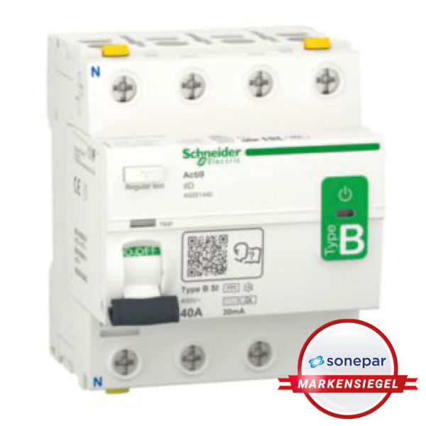 SCHNEIDER ELECTRIC - MS! Fehlerstrom-Schutzschalter Allstromsensitiv iID, 4P, 40A, Typ B-SI, 30mA