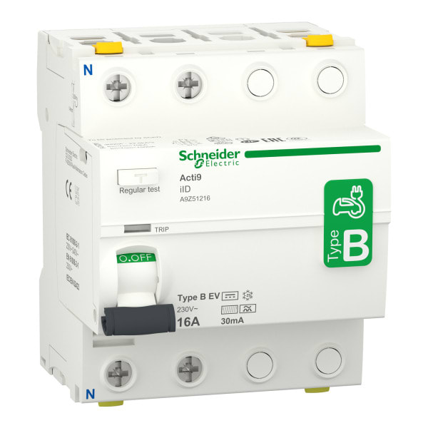 SCHNEIDER ELECTRIC - Fehlerstrom-Schutzschalter Elektroladestation iID, 2P, 16A, Typ B-EV, 30mA