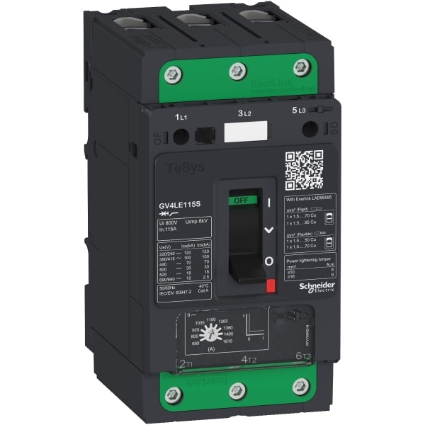 SCHNEIDER ELECTRIC - Motorschutzschalter mag. - TeSys GV4 - 12,5A 3P 100kA - EvLink - Kipphebel