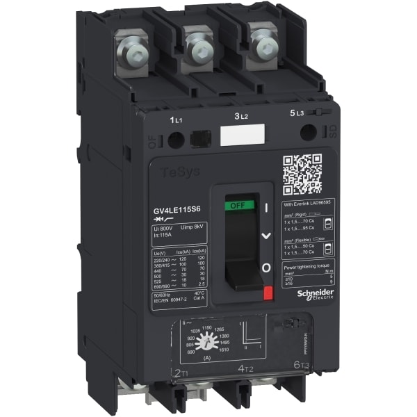 SCHNEIDER ELECTRIC - Motorschutzschalter mag. - TeSys GV4 - 7A 3P 100kA - Kipphebel