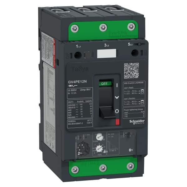 SCHNEIDER ELECTRIC - Motorschutzschalter TeSys GV4 - 12,5A 3P 50kA - EvLink - Kipphebel