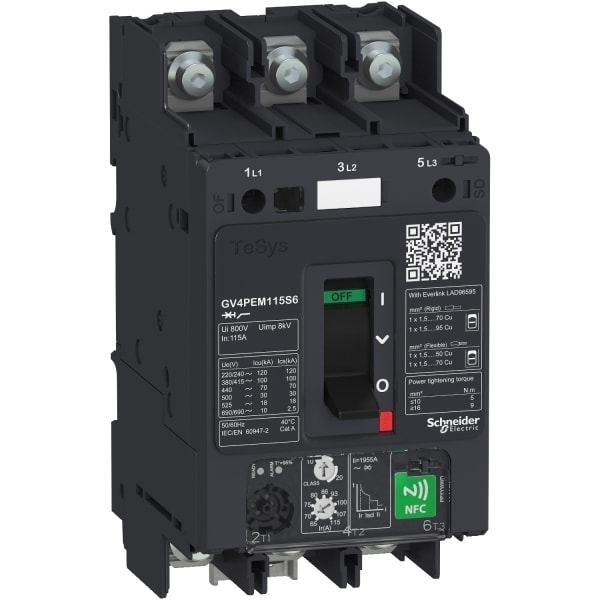 SCHNEIDER ELECTRIC - Motorschutzschalter NFC Multi. TeSys GV4 - 7A 3P 50kA - Kipphebel
