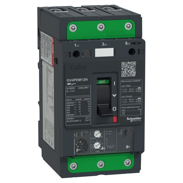 SCHNEIDER ELECTRIC - Motorschutzschalter NFC Multi. TeSys GV4 - 12,5A 3P 50kA - EvLink - Kipphebel