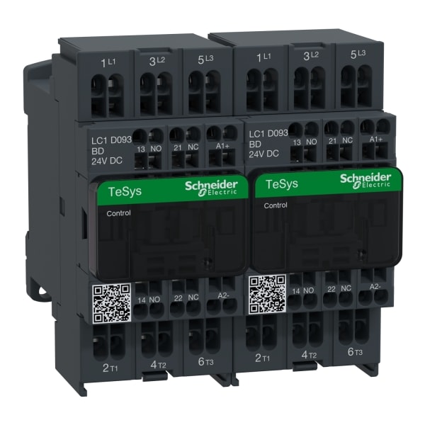 SCHNEIDER ELECTRIC - Wendeschützkombination, 3p+1S+1Ö, 4kW/400V/AC3 9A, Spule 24V DC