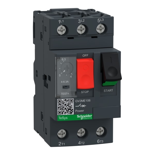 SCHNEIDER ELECTRIC - Motorschutzschalter GV2-ME, 4-6,3A, 3p 3d, thermomagnetischer Auslöser
