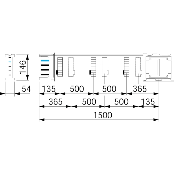 SCHNEIDER ELECTRIC - KSA gerades Element, 400A, 1,5m, 6Abgänge