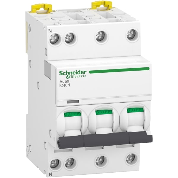 SCHNEIDER ELECTRIC - Acti9 iC40N - Leitungsschutzschalter - 3P+N - 25A - C Kurve - 6kA/10kA