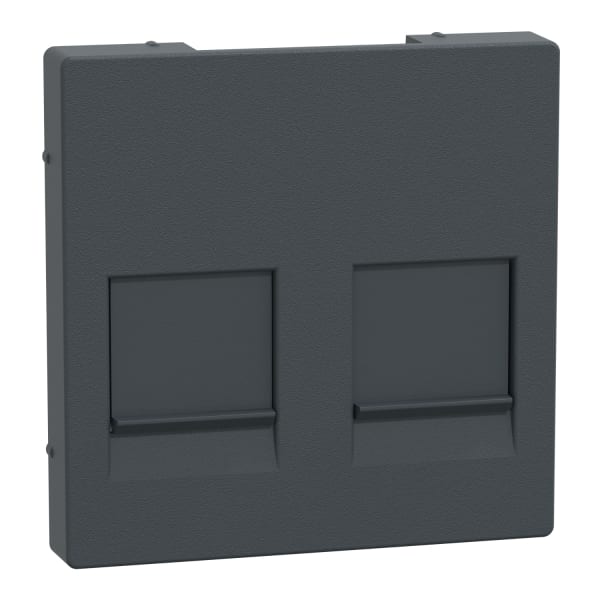 MERTEN - Zentralplatte für Modular Jack 2fach m. Staubschutzschieber, anthrazit, System M