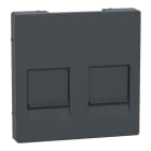 MERTEN - Zentralplatte für Modular Jack 2fach m. Staubschutzschieber, anthrazit, System M