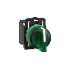 SCHNEIDER ELECTRIC - Leuchtwahlschalter, XB5, Kunststoff, grün, 22mm, LED, 3 Stell., 1S+1Ö, 24VACDC