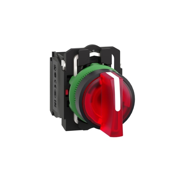 SCHNEIDER ELECTRIC - Leuchtwahlschalter, XB5, Kunststoff, rot, 22mm, LED, 3 Stell., 1S+1Ö, 24VACDC