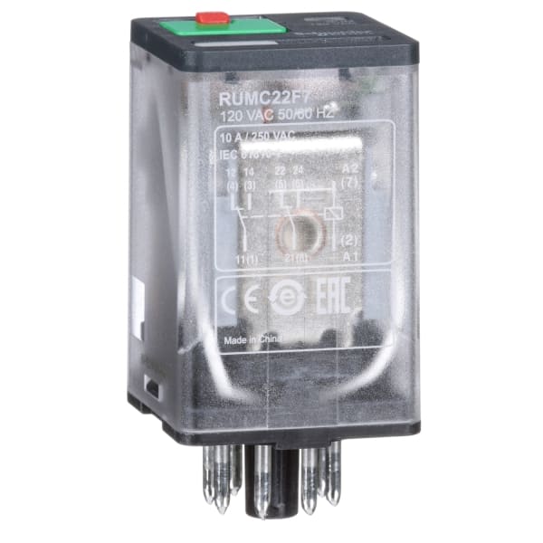 SCHNEIDER ELECTRIC - Steckbare Universalrelais RUM, 2 W, 10 A, 120VAC, mit LED, mit Prüftaste