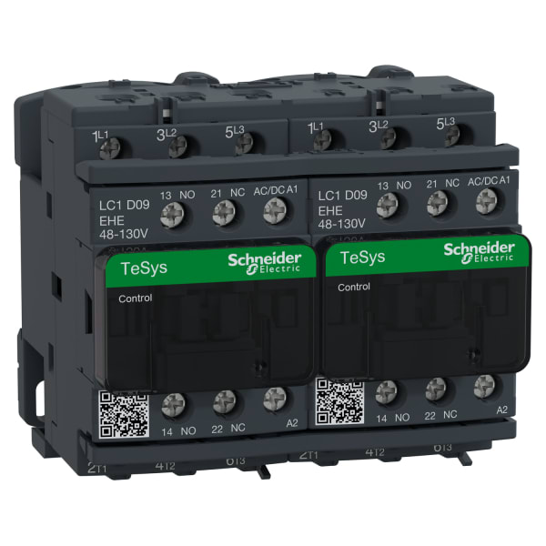 SCHNEIDER ELECTRIC - Wendeschützkombination, 3p+1S+1Ö, 4kW/400V/AC3, 9A, Spule 48 - 130V AC/DC