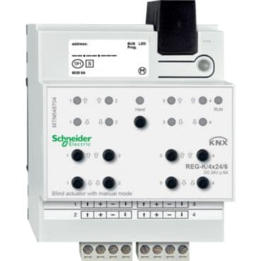MERTEN - Jalousieaktor REG-K/4x24/6 mit Handbetätigung, lichtgrau