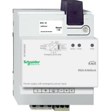 MERTEN - KNX Spannungsversorgung REG-K/640 mA mit Notstromeingang, lichtgrau