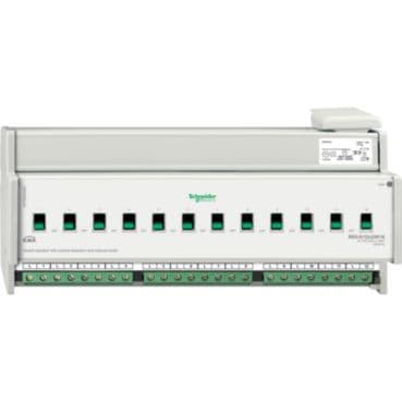 MERTEN - Schaltaktor REG-K/12x230/16 mit Handbetätigung und Stromerkennung, lichtgrau
