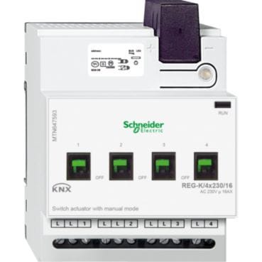 MERTEN - Schaltaktor REG-K/4x230/16 mit Handbetätigung, lichtgrau