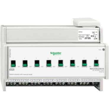 MERTEN - Schaltaktor REG-K/8x230/16 mit Handbetätigung, lichtgrau