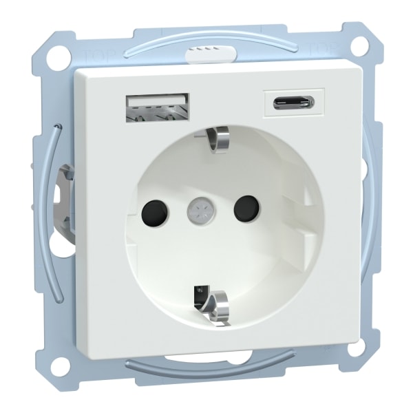 MERTEN - Schuko Steckdose mit USB Ladegerät Aktivweiß System M