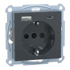 MERTEN - Schuko Steckdose mit USB Ladegerät Anthrazit System M