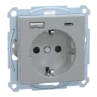 MERTEN - Schuko Steckdose mit USB Ladegerät Aluminium System M