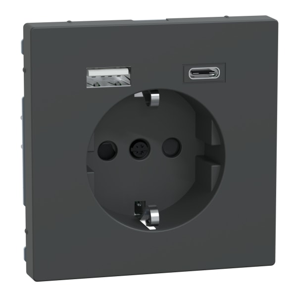 MERTEN - Schuko Steckdose mit USB Ladegerät Anthrazit, System Design