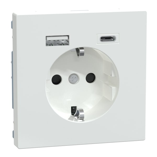 MERTEN - Schuko Steckdose mit USB Ladegerät, Lotosweiß, System Design