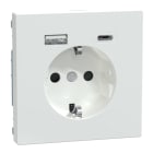 MERTEN - Schuko Steckdose mit USB Ladegerät, Lotosweiß, System Design