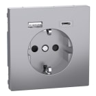 MERTEN - Schuko Steckdose mit USB Ladegerät, Edelstahl, System Design