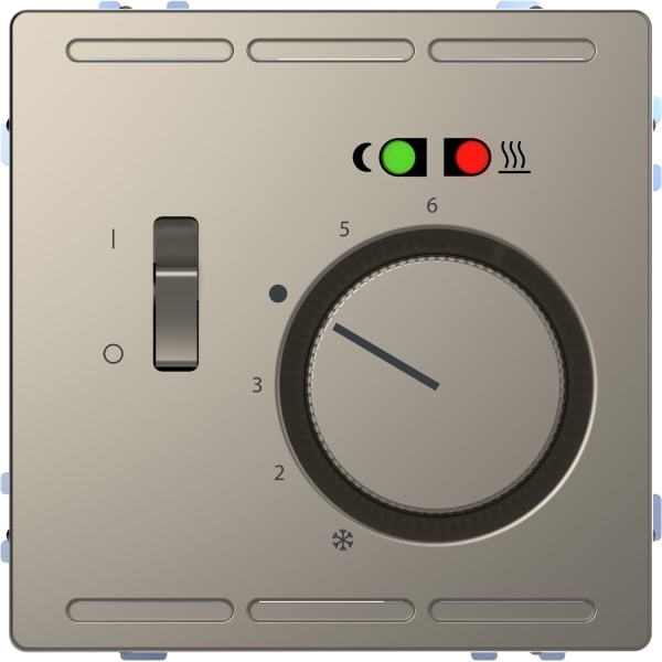 MERTEN - Fußbodentemperaturr. 230V m.Schalter u. Zentralpl., Nickelmetallic, Sys. Design