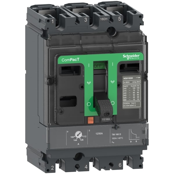 SCHNEIDER ELECTRIC - Kompaktleistungsschalter ComPacT NSX100B mit TM80D 3P3D 56-80A, 25kA/415V AC